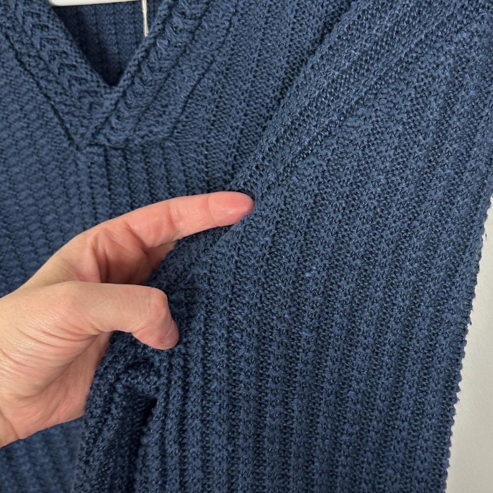 Inis Meain 90% Linen 10% Silk Blue Chevron Cable Knit Sweater Men Size Small NEW - Picture 13 of 16